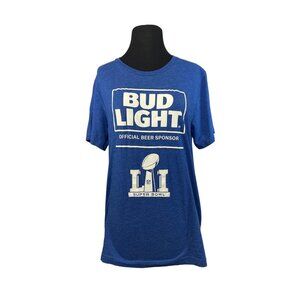 Bella Canvas Mens Graphic T-Shirt Blue M Cotton Blend Bud Light LII Super Bowl